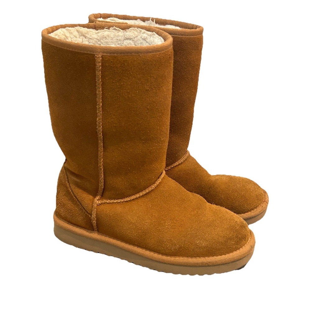 Koolaburra by Ugg Brown Suede Tall Boots Women's 5 Chestnut Faux Fur Lined